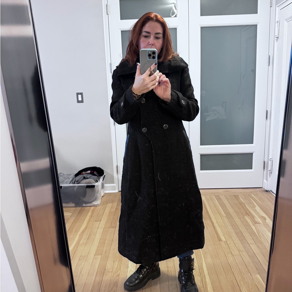 Mackage Black Elodie Shimmer Coat with Button Accents - Picture 2 of 9